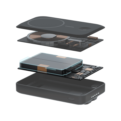 Energea MagPac Pro 35s With MagSafe Compatible Semi Solid State Power Bank With Built-in Cable and Stand 10000mAh - Gunmetal / Black