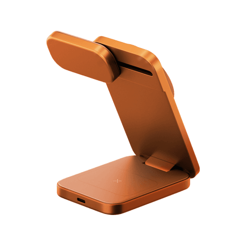 Energea MagTrio2 3 in 1 Foldable Magnetic Fast Wireless Charger - Orange