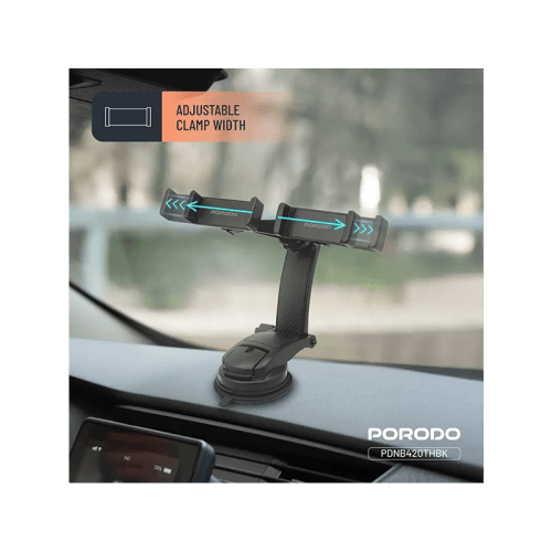 Porodo 360° Rotatable Car Dual Phone Holder – Black