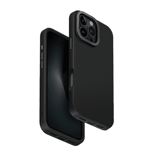 Uniq Hybrid Keva Max MagSafe Case with Camera Stand for iPhone 16 Pro – Carbon Black