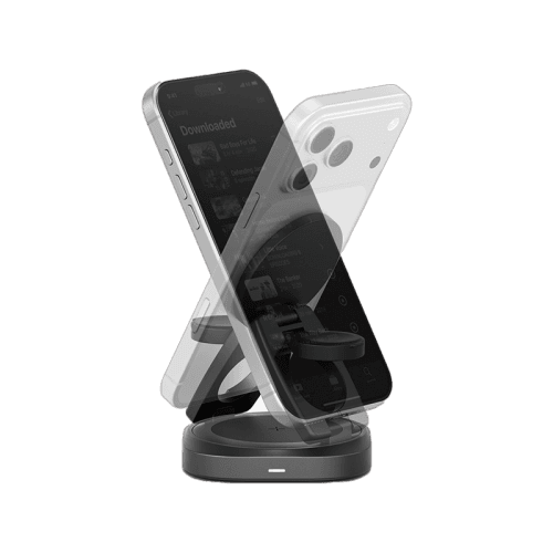 Energea AluMag Gyro 3 in 1 Foldable 25W Wireless Charger With 360 Rotating Base  - Gunmetal