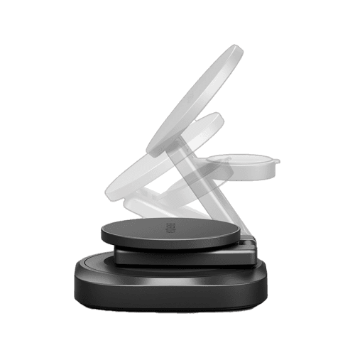 Energea AluMag Gyro 3 in 1 Foldable 25W Wireless Charger With 360 Rotating Base  - Gunmetal