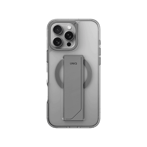 Uniq Hybrid Heldro Max MagSafe Case with Camera Stand for iPhone 16 Pro Max – Lucent Clear