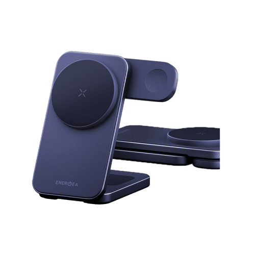 Energea MagTrio2 3 in 1 Foldable Magnetic Fast Wireless Charger - Indigo Blue