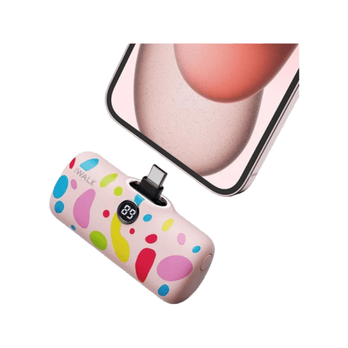 iWalk Link Me Pro USB-C Port 4800mAh Pocket Battery With Display - Pink Pattern