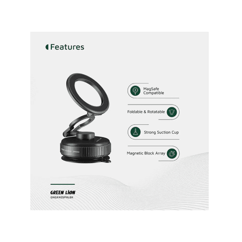 Green Lion GX-40 MagSafe Suction Phone Holder - Black