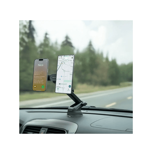 Porodo Dax-L Dual MagSafe Car Phone Mount with Adjustable Telescopic Arm - Black