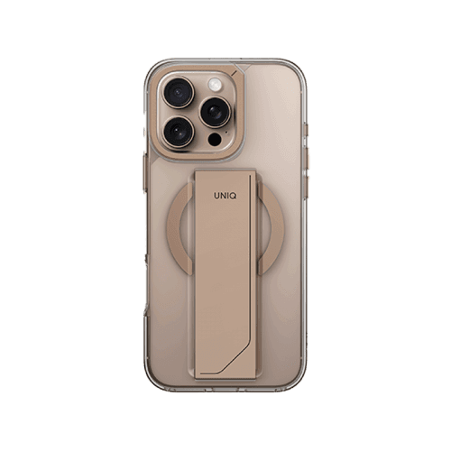 Uniq Hybrid Heldro Max MagSafe Case with Camera Stand for iPhone 16 Pro - Taupe Gold