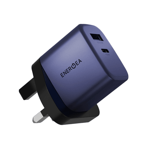 Energea Ampcharge 45 AVS 1-Port USB-C and 1-Port USB-A 45W with 60W Max Wall Charger - Indigo Blue
