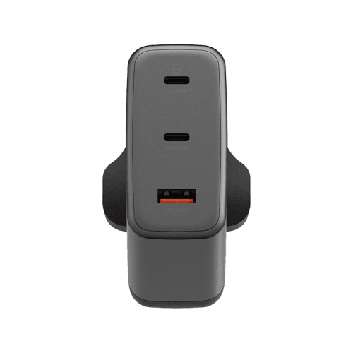 Energea Ampcharge 2-Port USB-C & 1-Port USB-A 100W GaN Wall Charger - Gunmetal