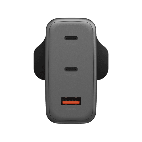 Energea Ampcharge 2-Port USB-C & 1-Port USB-A 100W GaN Wall Charger - Gunmetal