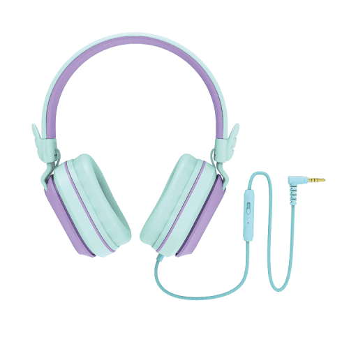 Riwbox  Kids Wired Headphones - Purple / Green