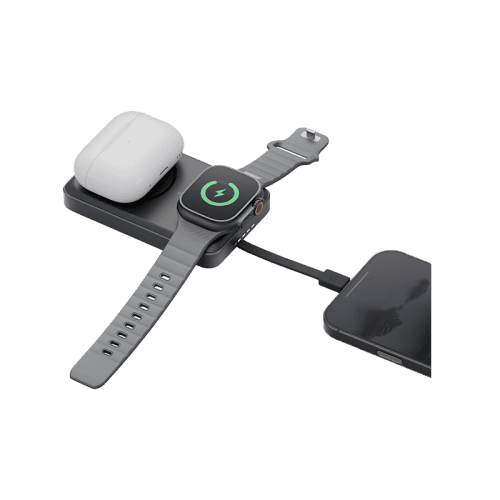 Energea MagPac Pro 35s With MagSafe Compatible Semi Solid State Power Bank With Built-in Cable and Stand 10000mAh - Gunmetal / Black