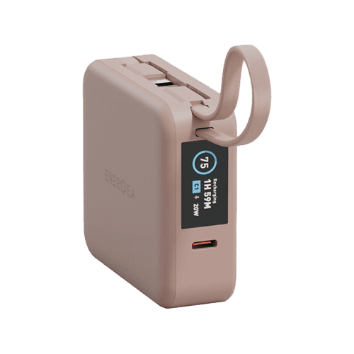 Energea Magpac Mini Plus Wireless Power Bank 10000mAh With Build in USB-C Cable & Display - Pink