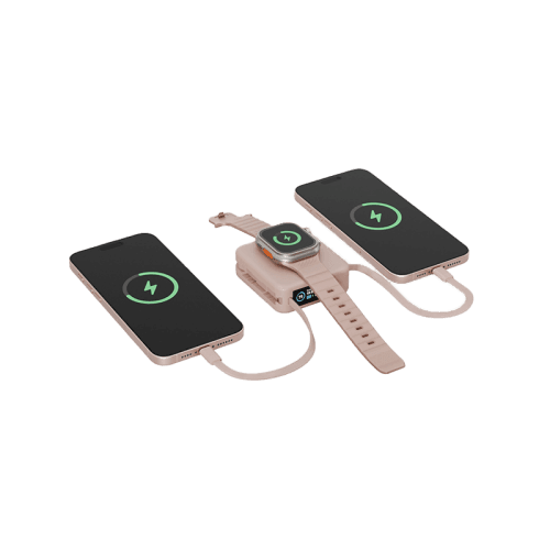 Energea Magpac Mini Plus Wireless Power Bank 10000mAh With Build in USB-C Cable & Display - Pink