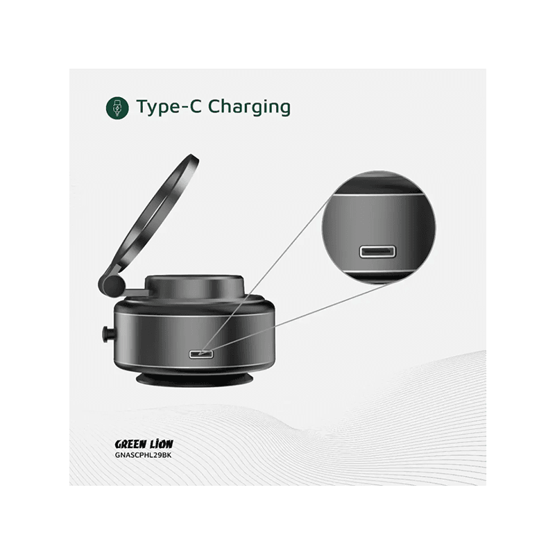 Green Lion GX-29 360° Rotation MagSafe Auto Suction Phone Holder - Matte Black
