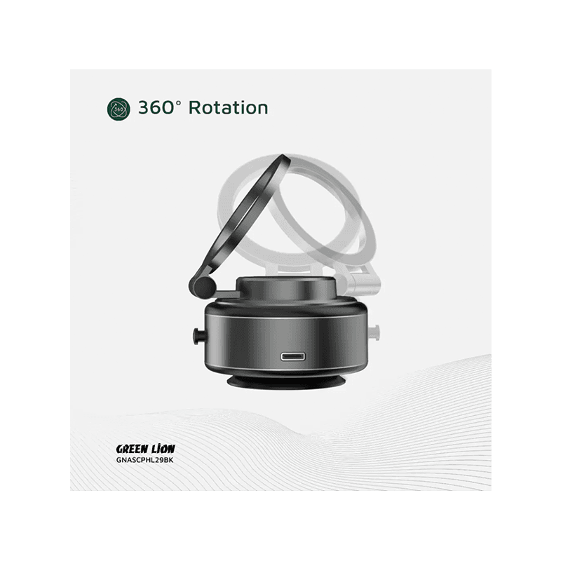 Green Lion GX-29 360° Rotation MagSafe Auto Suction Phone Holder - Matte Black