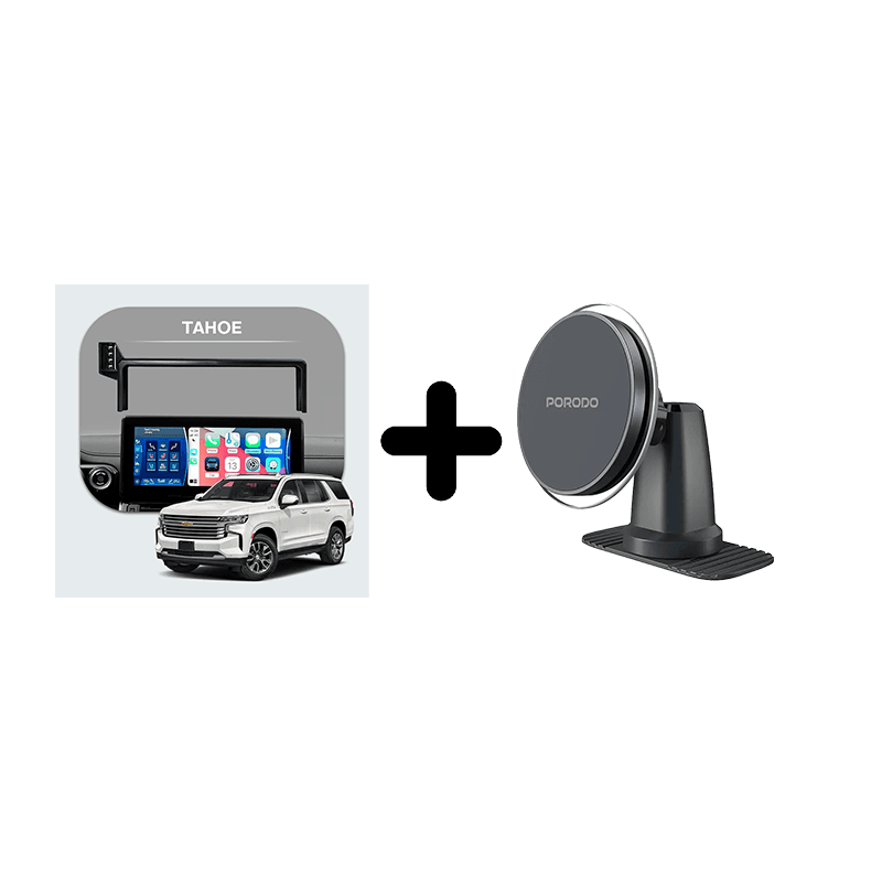 Bundle - Car Mount Screen Frame for Tahoe (2021-2024) + Porodo 2 In 1 Magsafe Car Mount - Black