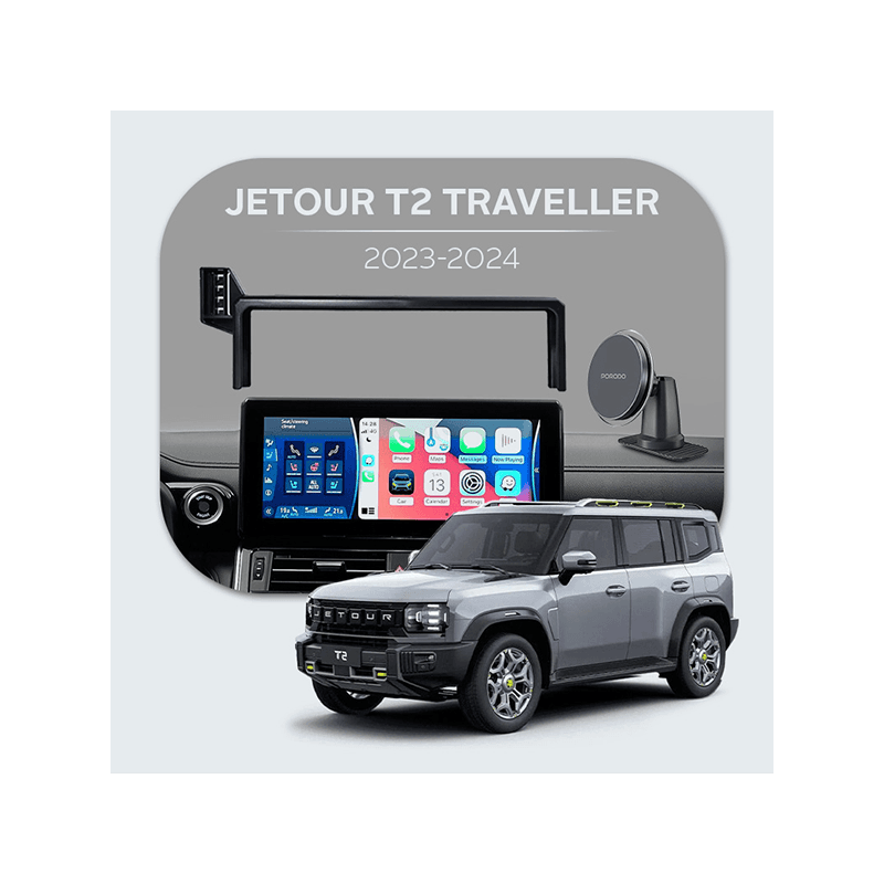 Bundle - Car Mount Screen Frame for Jetour T2 Traveller (2023-2024) + Porodo 2 In 1 Magsafe Car Mount - Black