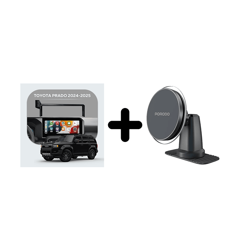 Bundle - Car Mount Screen Frame for Prado (2024-2025) + Porodo 2 In 1 Magsafe Car Mount - Black