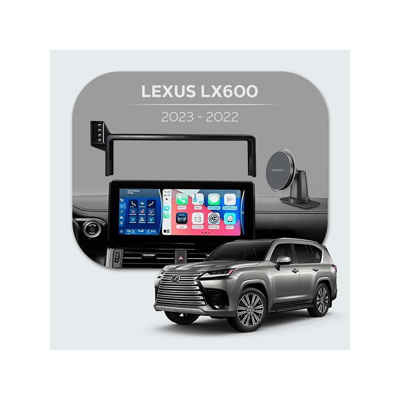 Bundle - Car Mount Screen Frame for  Lexus LX600 (2022 - 2023) + Porodo 2 In 1 Magsafe Car Mount - Black
