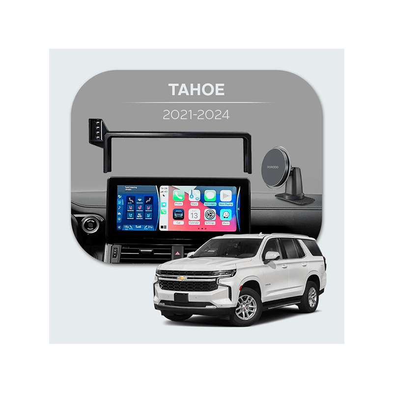 Bundle - Car Mount Screen Frame for Tahoe (2021-2024) + Porodo 2 In 1 Magsafe Car Mount - Black