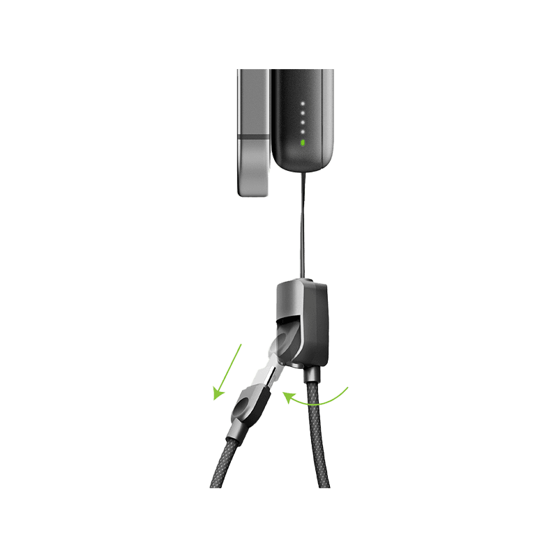 Energea Magpac Loop 10K Magsafe Compatible Power Bank With USB-C Cable Strap 10000mAh - Gunmetal