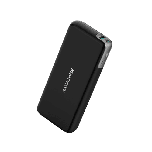 RavPower 1-Port USB-A and 1-Port USB-C PD 65W 20000mAh Power Bank - Black