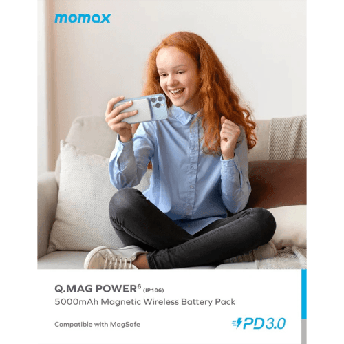 Momax Q.Mag Power 6 Magnetic Wireless 5000mAh Battery Pack - Blue