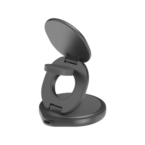 Bazic GoMag Gyre 360 Rotating Base 3 in 1 Wireless Charger With Apple Watch & Airpods Charging - Gunmetal