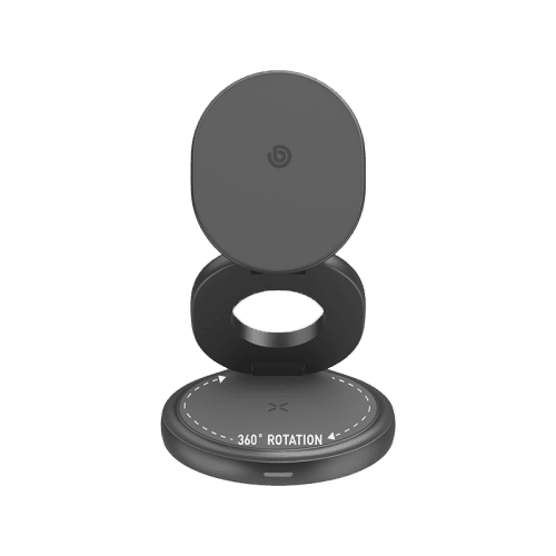 Bazic GoMag Gyre 360 Rotating Base 3 in 1 Wireless Charger With Apple Watch & Airpods Charging - Gunmetal
