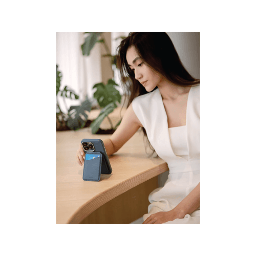 Uniq Coehl Esme Magnetic Snap-on Card Holder Snap and Mirror for iPhone - Sapphire Blue