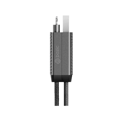 Bazic GoCharge Alucable 4 in 1 Input USB-A and USB-C to Output USB-C and Lightning Cable 1m - Black