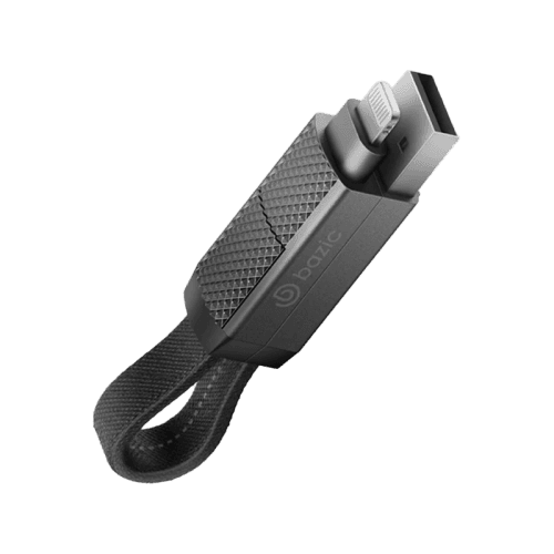 Bazic GoCharge Alucable 4 in 1 Input USB A and USB-C to Output USB-C and Lightning Cable 15cm - Black