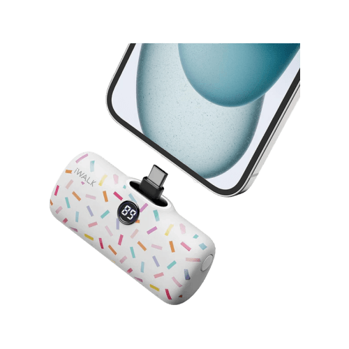iWalk Link Me Pro USB-C Port 4800mAh Pocket Battery With Display - White Pattern