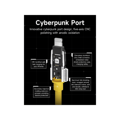 Sharge Phantom USB-C to Lightning 480Mbps 20W Cable 1.2M - Yellow