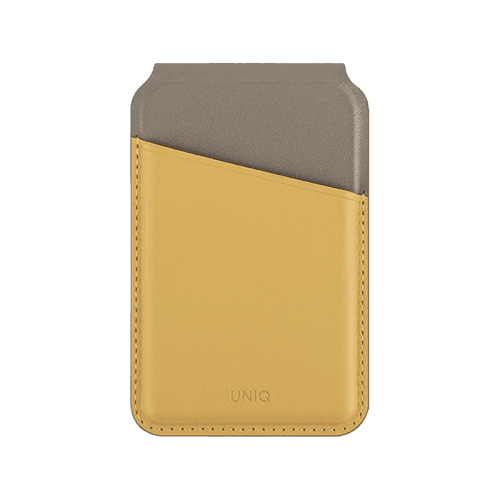Uniq Lyden DS RFID-Blocking Magnetic Snap-on Stand With Card Holder - Canary Yellow / Flint Grey