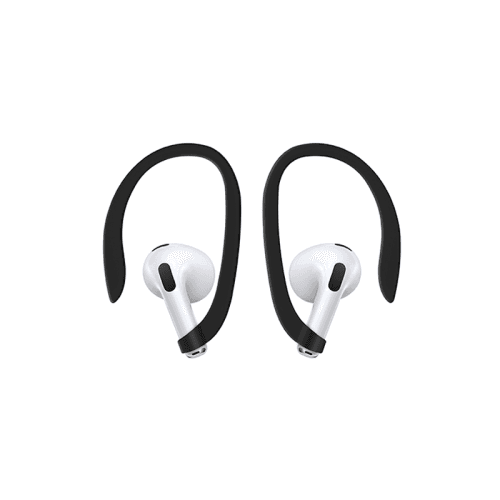 Uniq Nexo Active Hybrid Silicone Airpods 4th Gen Case With Sports Ear Hooks - Black