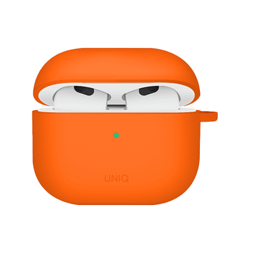 Uniq Nexo Active Hybrid Silicone Airpods 4th Gen Case With Sports Ear Hooks - Volt Orange