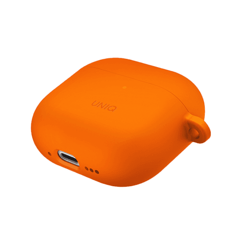 Uniq Nexo Active Hybrid Silicone Airpods 4th Gen Case With Sports Ear Hooks - Volt Orange