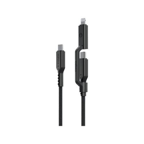 Energea Flow Duo USB-C to USB-C + Lightning 480Mbps 240W 1.5m Cable - Black