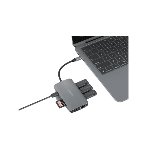 Energea AluHub HD Pro 2, 8 in 1 Aluminum Alloy USB-C Hub - Gunmetal