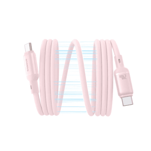 Baseus PicoGo USB-C to USB-C Magnetic Liquid Silicone 240W Fast Charging Cable 1m - Baby Pink