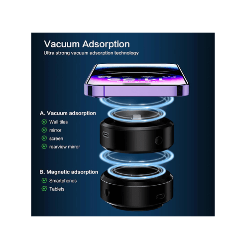 Sky Vacuum Suction Magnetic Phone Holder Without Gravity - Black