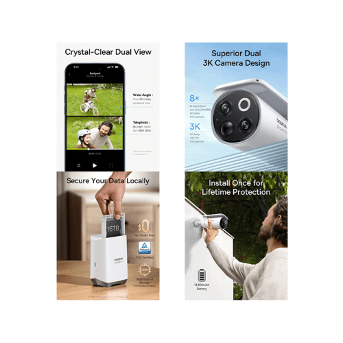Baseus Security S1 Pro Outdoor Dual Camera 3K 2-Cam Kit - White