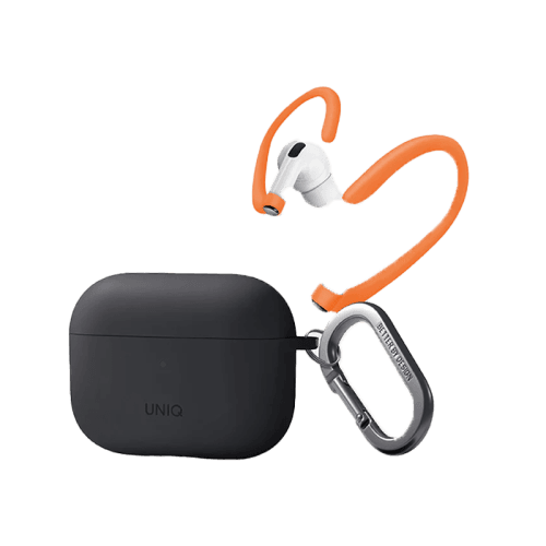 Uniq Nexo Silicone Hang Case With Sports Ear Hooks for Airpods Pro 2 - Charcoal Grey