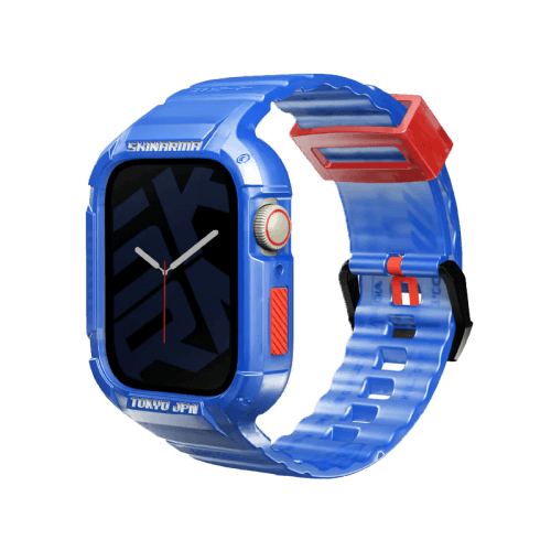 Skinarma Saido 2 in 1 Strap For Apple Watch With Case 45/44mm - Blue