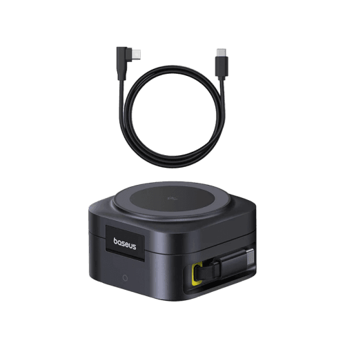 Baseus PicoGo Series 2-in-1 Qi2 67W Magnetic Wireless Charger - Cosmic Black (USB-C to USB-C 100W Cable Included)