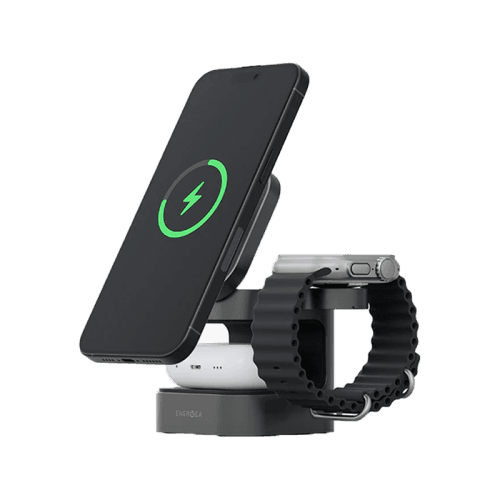 Energea MagCube 3 IN 1 Foldable Magsafe Fast Wireless Charger - Gunmetal