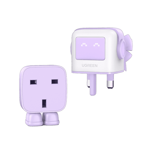Ugreen Nexode 2-Port USB-C and 1-Port USB-A 65W GaN Wall Charger With LED Display - Purple